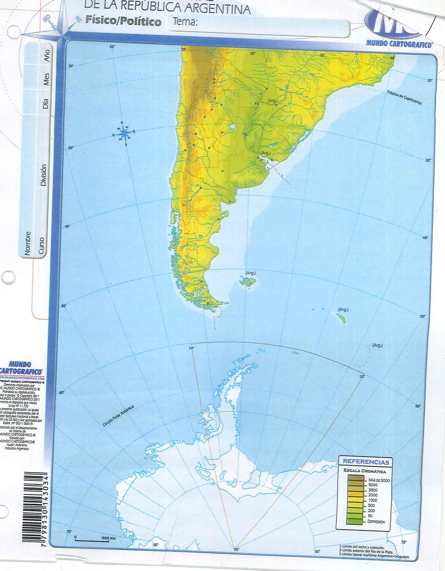 Mapa N Bicontinental De La Republica Argentina Fisico Politico Casa