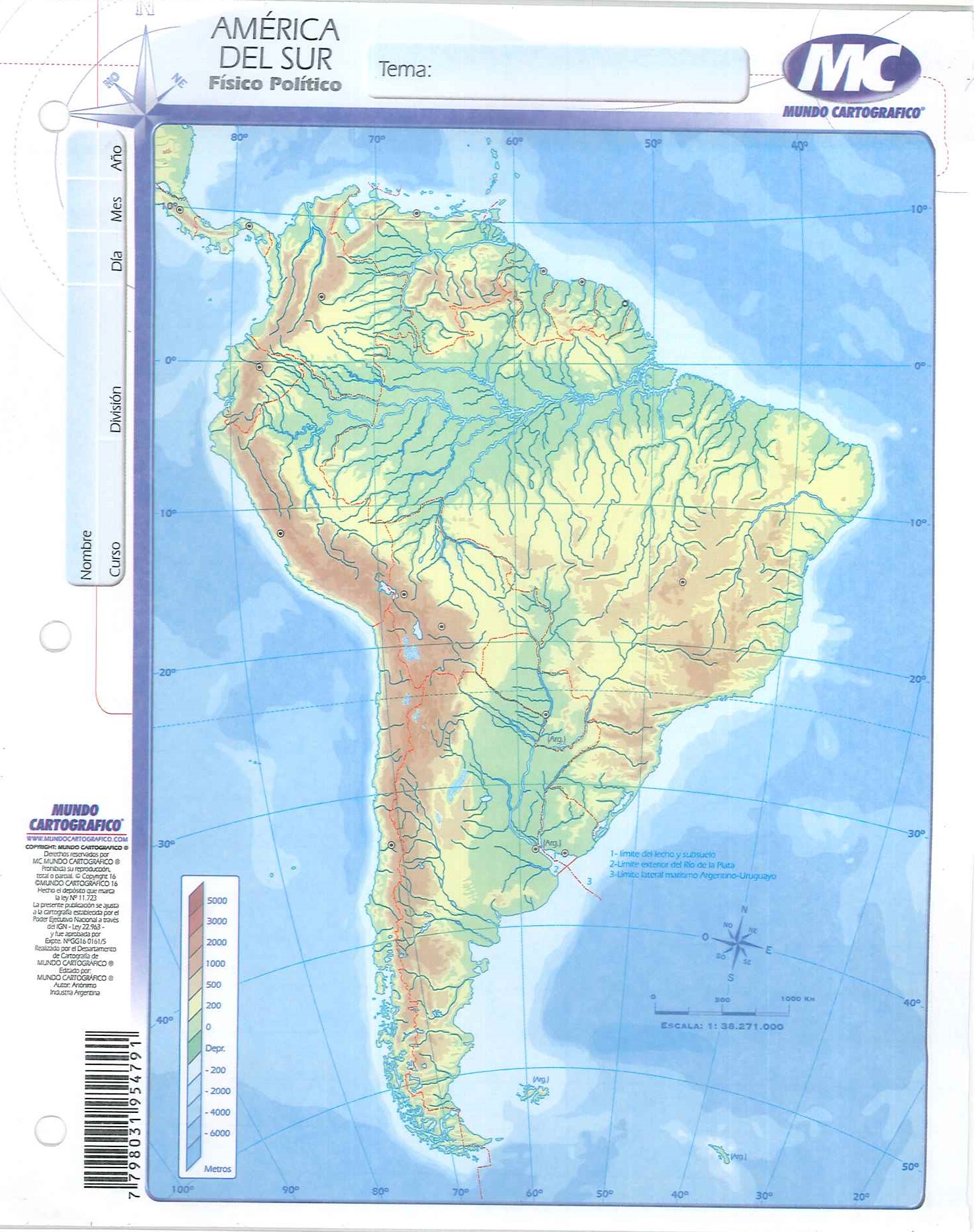 Mapa N3 De America Del Sur Fisico Politico Casa De Andres 